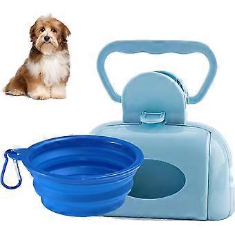 Tragbarer Hundekoteimer mit Taschenbefestigung und zusammenklappbarem Hundenapf - Hundekotpicker Obermaterial mit Must-Have-Reisewassernapf für Hunde. Bestes großes