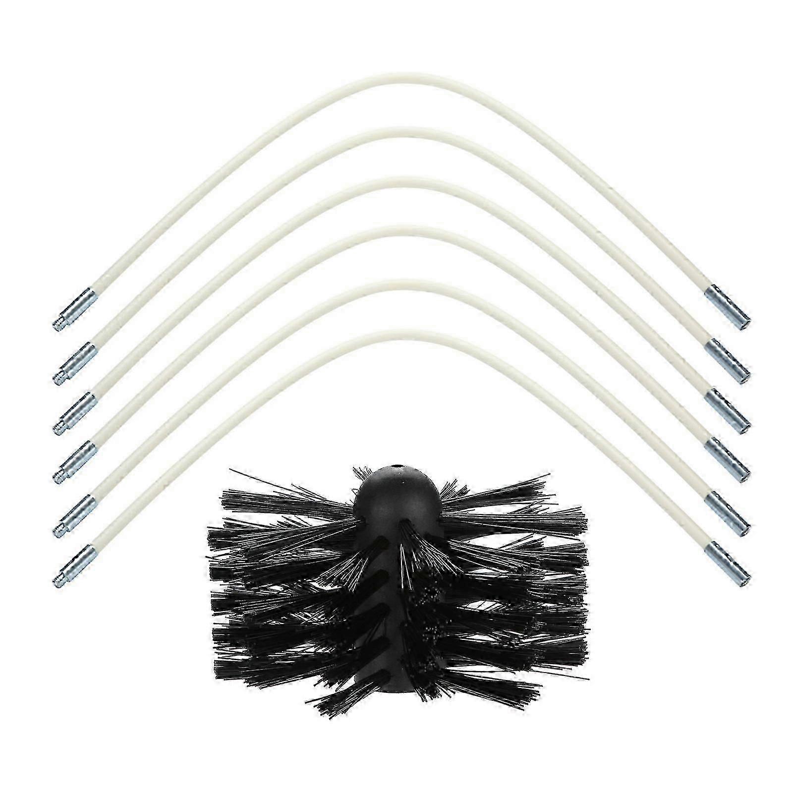 Chimney Sweep Set with 6 Rods, 1 Brush Head, Cleaner Tools Kit