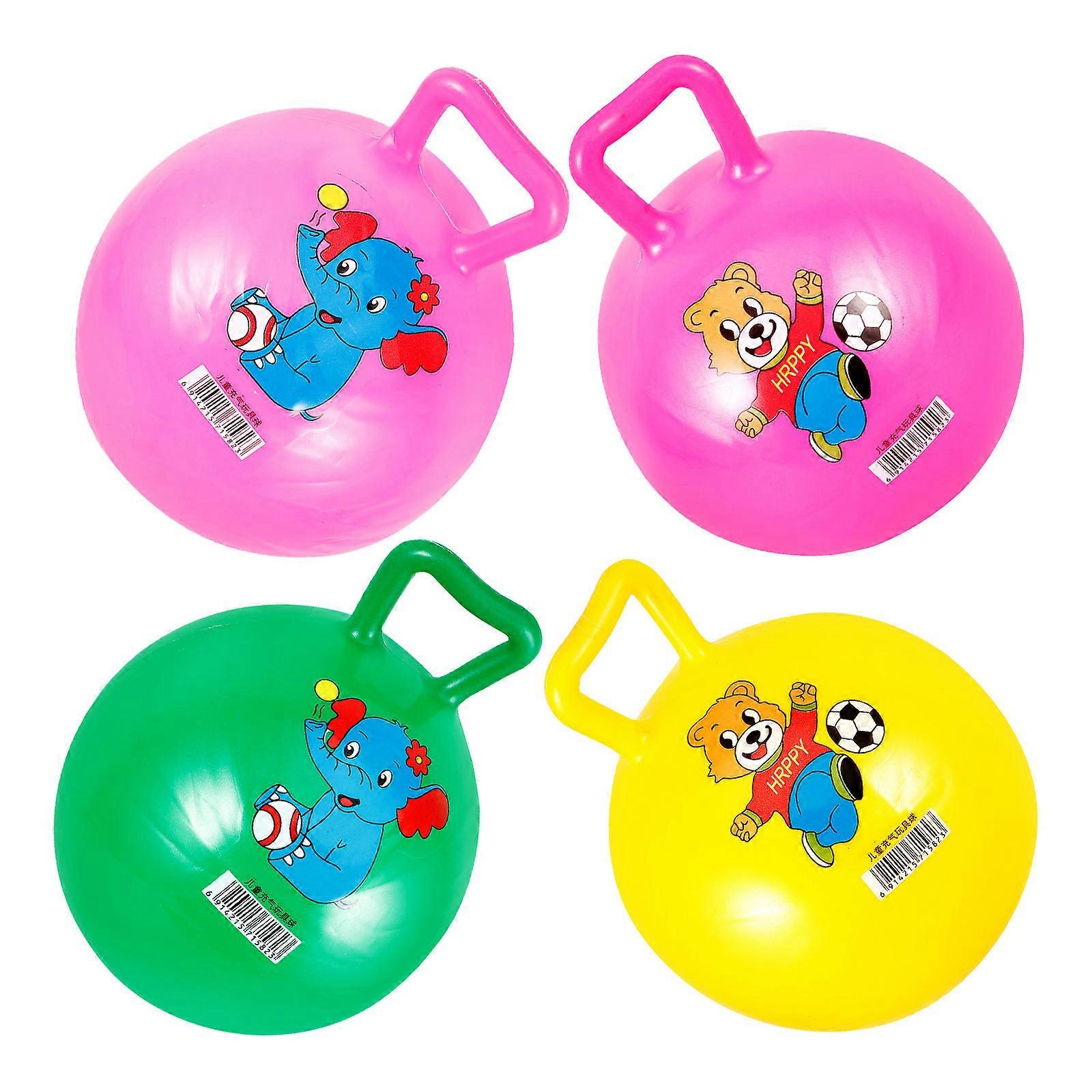 4Pcs Kids Inflatable Balls Jumping Balls Cartoon Pattern Hopper Balls (Random Pattern)