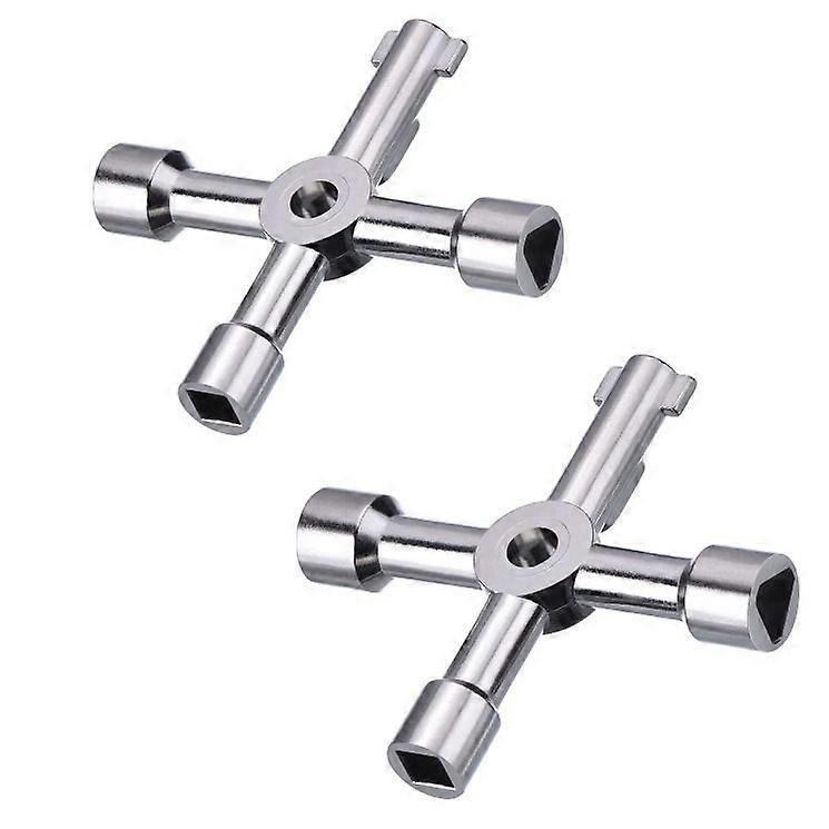 Set of 2 4-Way Multi-Function Utility Wrenches, Silver