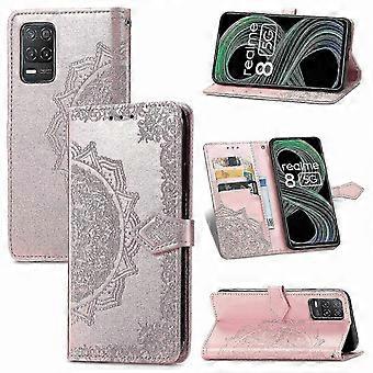 Realme 8 5G Mandala Flower Leather Wallet Case with Card Slots, Holder & Lanyard