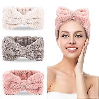 3 Pack Spa Headbands Microfiber Bowtie Headbands Makeup Headband Skincare Headbands Facial Headband Face Wash Headband Face Washing Headband Towel Hea
