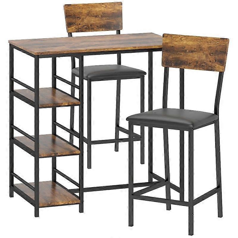 Three-Piece Compact Bar Table Set - Brown/Black