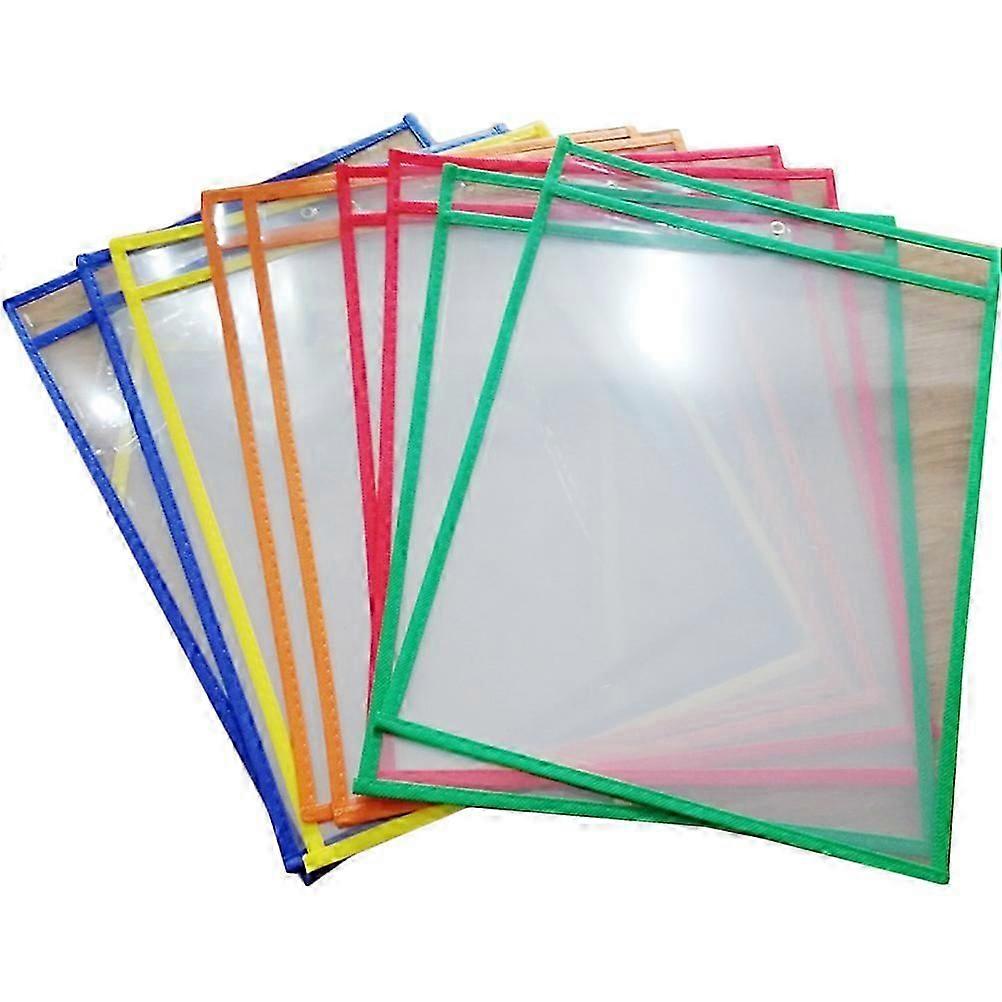 Dry Erase File Pockets Clear PVC for Reusable Document Storage 10Pcs