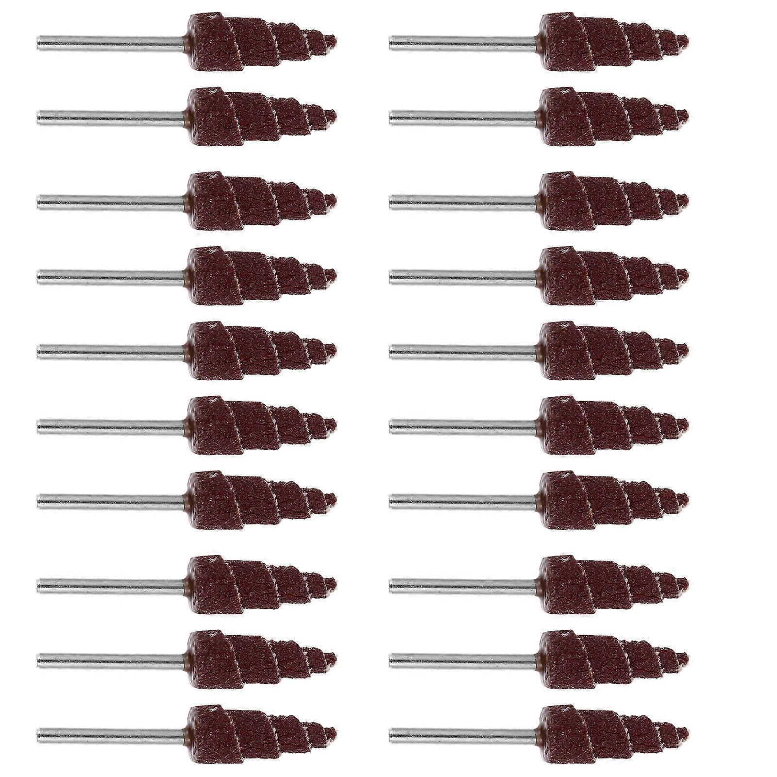20pcs Cone Shape Abrasive Flap Wheel with Handle for Deburring Sanding