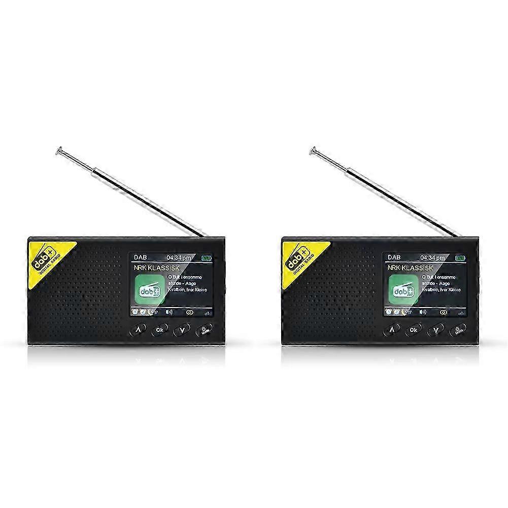 Rádio digital portátil compatível com Bluetooth 5.0, ideal para casa e escritório, com tela LCD de 2,4 polegadas e reprodutor de áudio estéreo DAB FM.