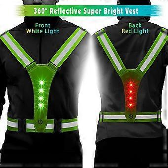 5x LED-reflektierende Laufweste, verstellbare elastische Sicherheitsweste mit LED-Leuchten, perfekt zum Laufen und Spazierengehen