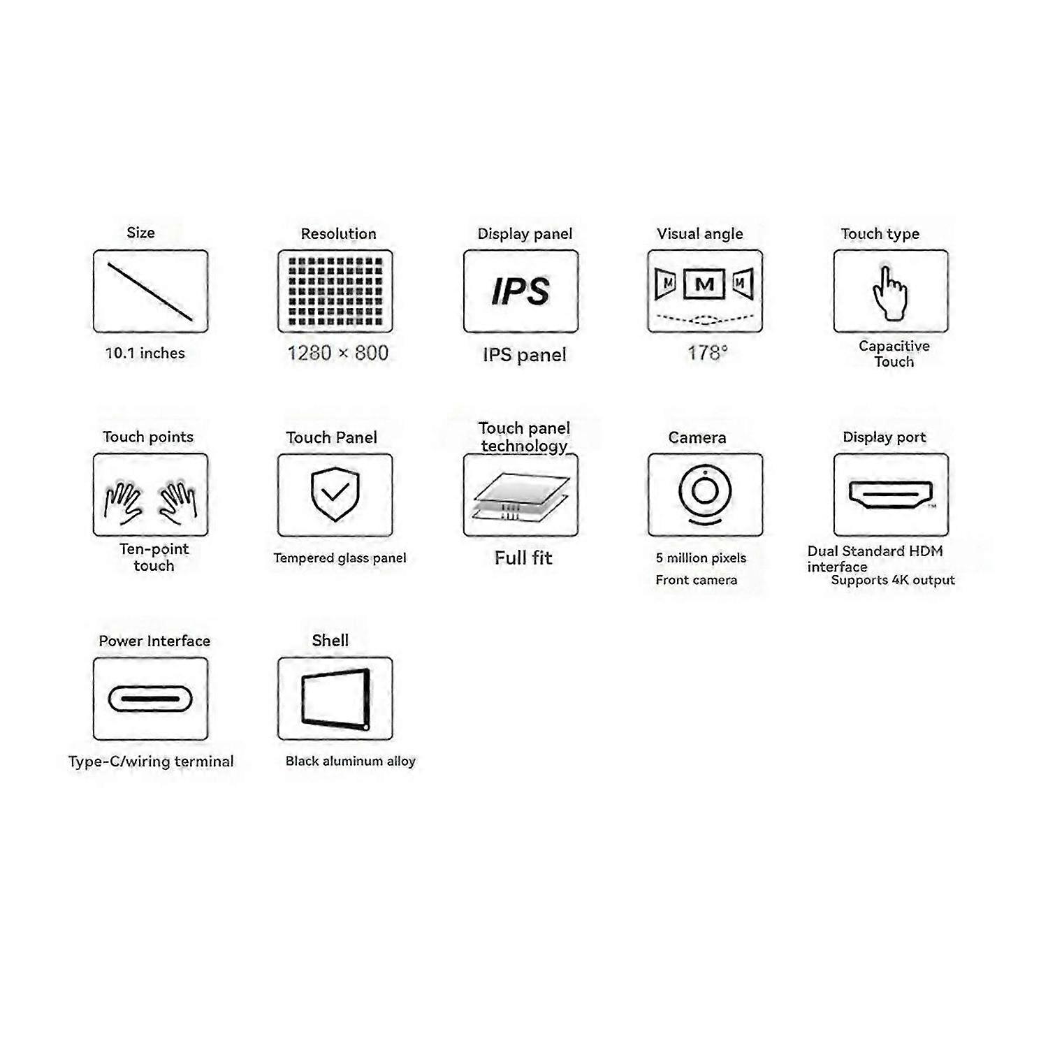 10.1 Inch LCD Display Touch Screen with 5MP Front Camera EU Plug