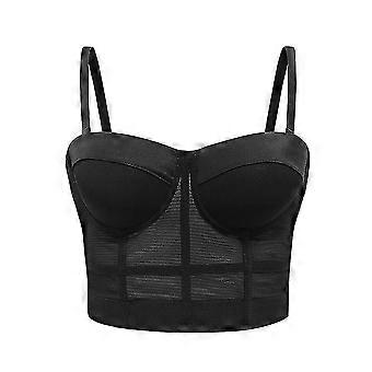 Sexy Schwarz Transparent BH Mesh Push Up Bralet Damen Tube Top Korsett Bustier Bra Club Party Crop Top Dessous