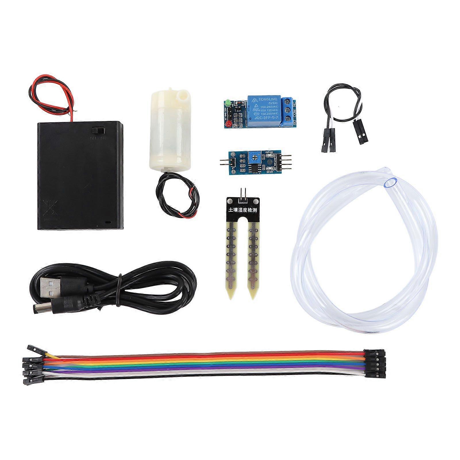 Automatic Flower Watering Pump Irrigation Relay Module Soil Moisture Sensor Module Connection Line Kit