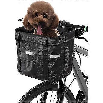 Bicycle Front Detachable Pet Basket, Oxford Cloth Waterproof Carrier, Fits Most Handlebars