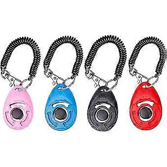 Hondenclicker, trainingsclicker met riempje voor paarden, katten en honden, 4 stuks trainingsclickerknoppen, meerkleurig, hoge kwaliteit