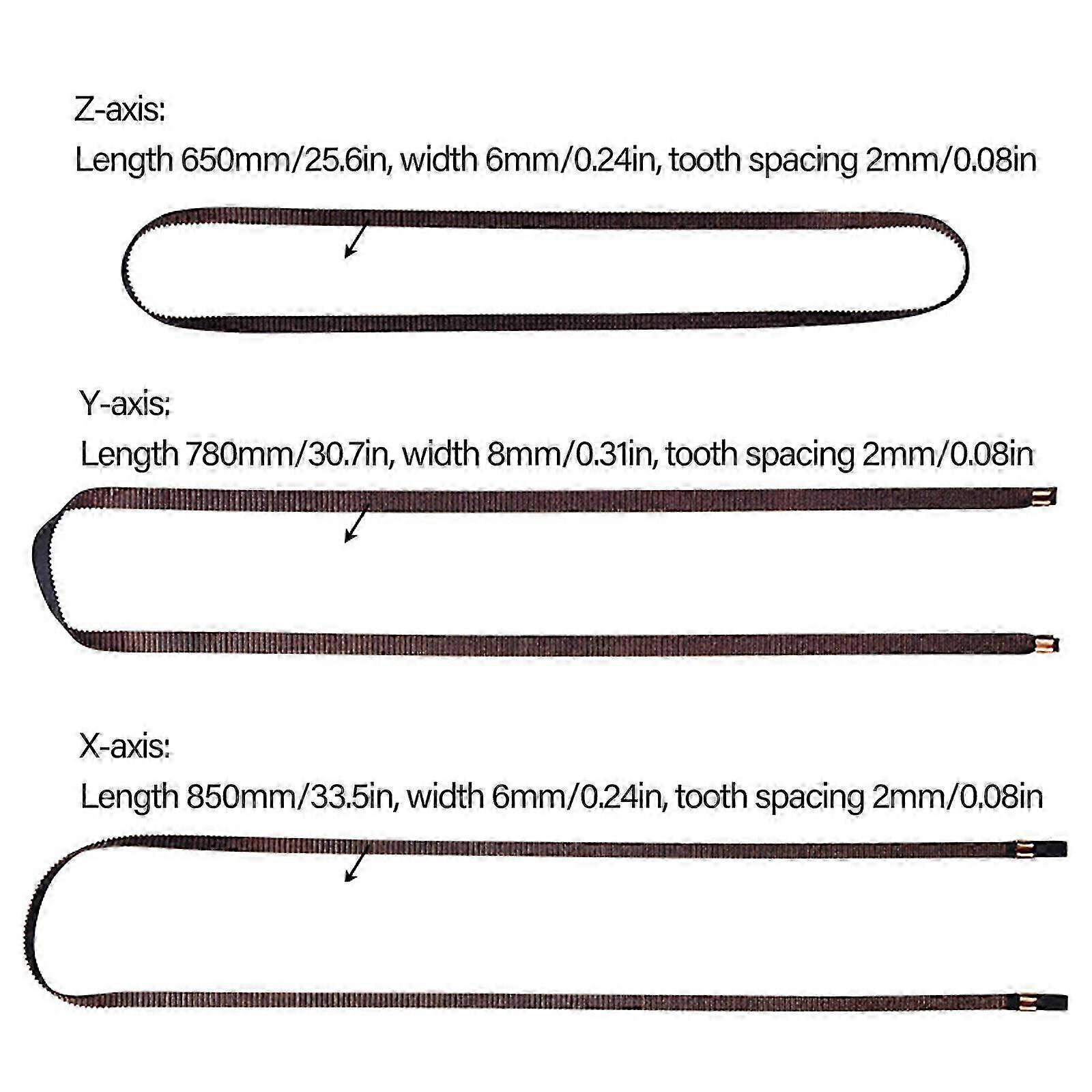 3Pcs Stable Low-Noise Timing Belts Set