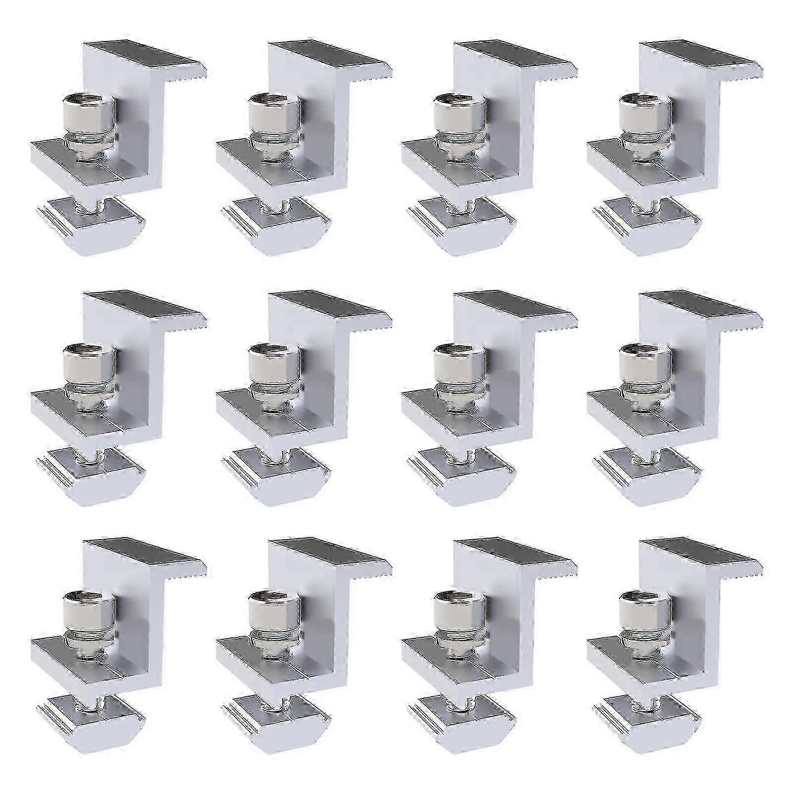 12 Pcs Solar Panel End Clamps Adjustable Bracket compatible with Easy Mounting