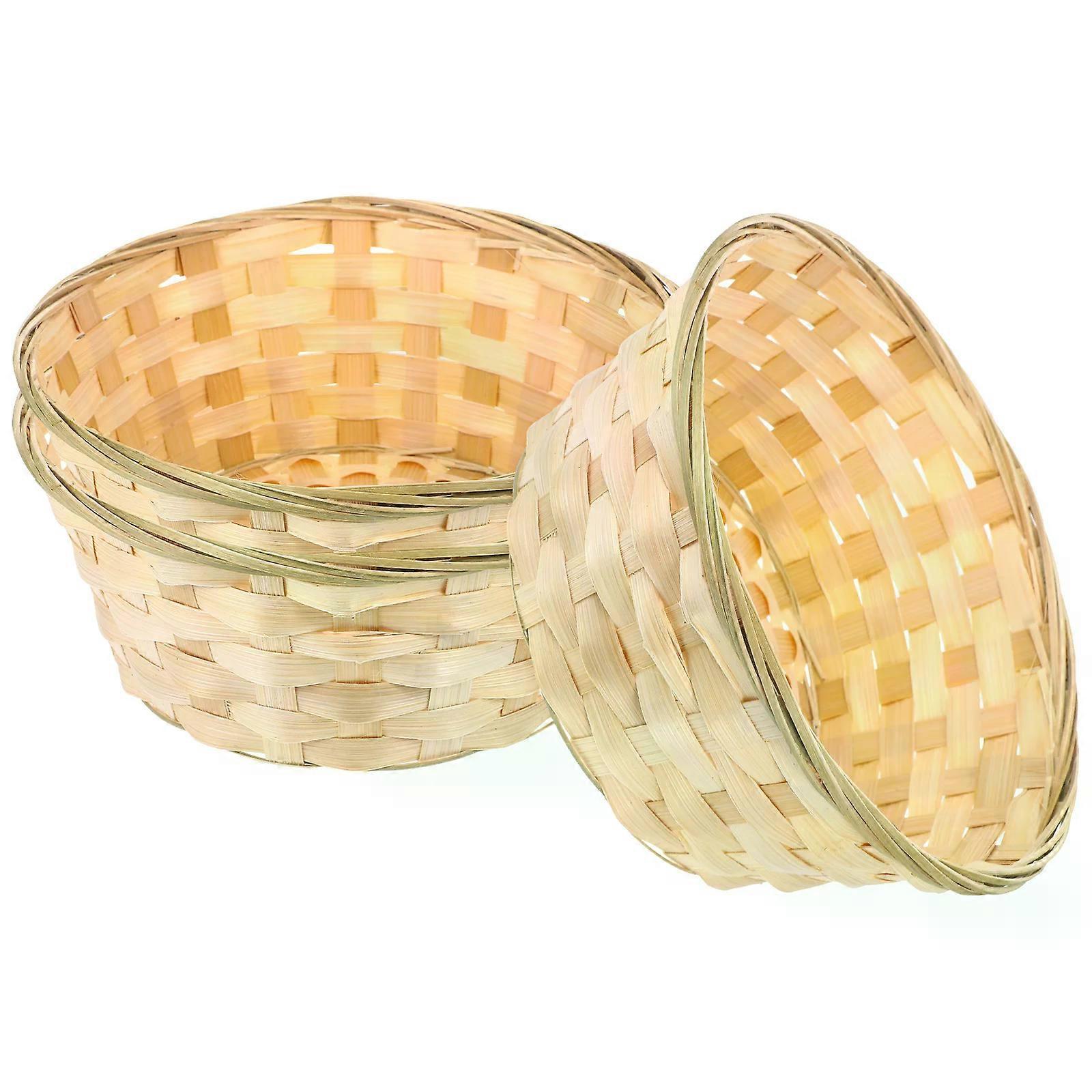 3Pcs Bamboo Baskets Storage Fruit Bread Holders Wicker Boxes Home ganization Solutions