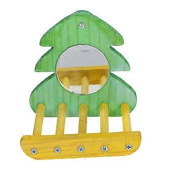 Parrot Stand Perch for Birdcage Interactive Mirror Toy