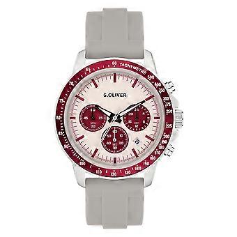 s.Oliver Herren Uhr Chronograph Armbanduhr Silikon SO-4604-PC