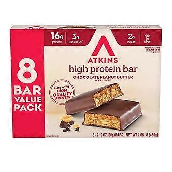 Atkins Riegel mit hohem Proteingehalt, Schokoladen-Erdnussbutter-Geschmack, 473 g, 8 Stück.