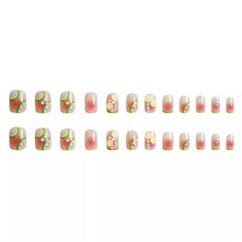 Lemon-Print Resin False Nail Set
