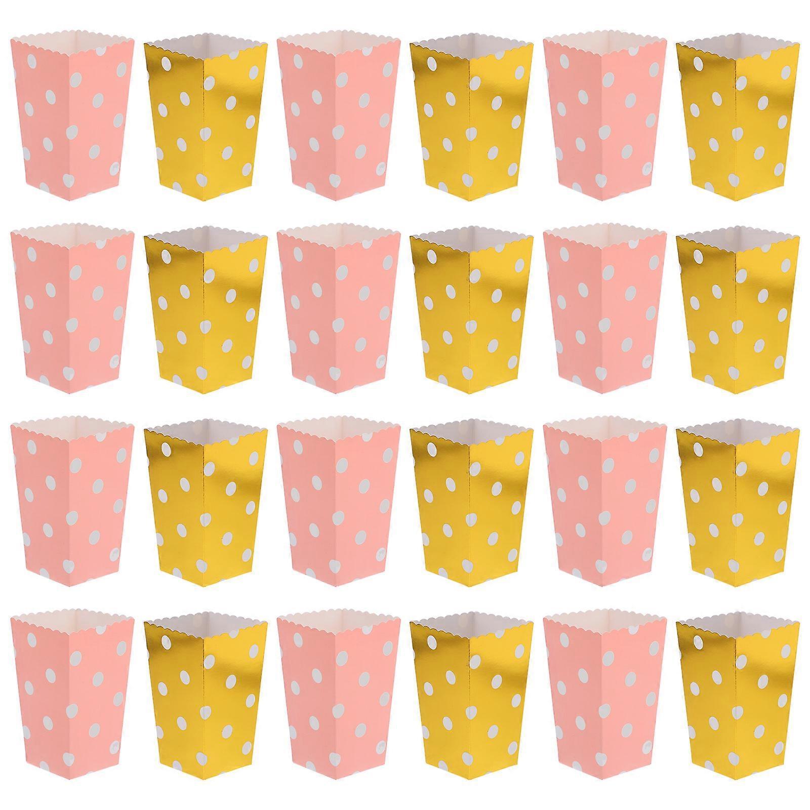 Assorted Color Mini Paper Popcorn Boxes compatible with Party Storage with 24Pcs Disposable