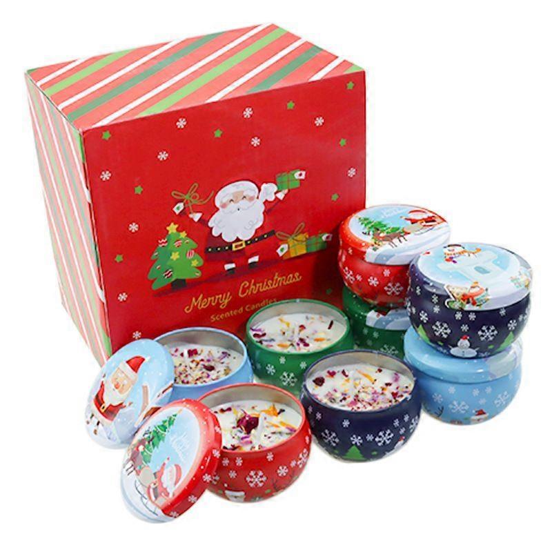 4pcs Smokeless Scented Candle Christmas Aromatherapy Candle Random Pattern