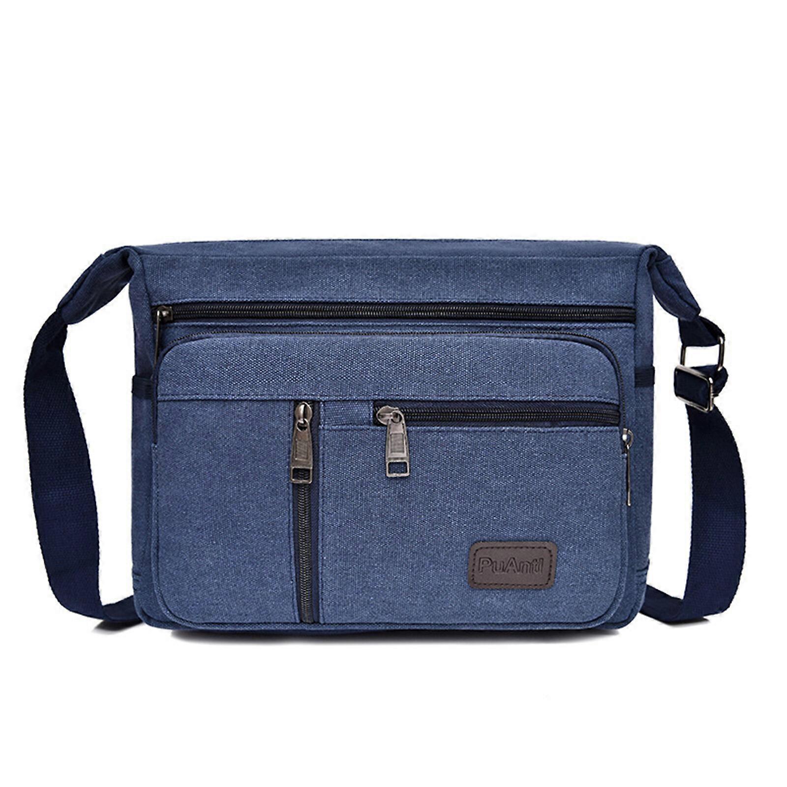 Compact Multi Pocket Canvas Crossbody Bag