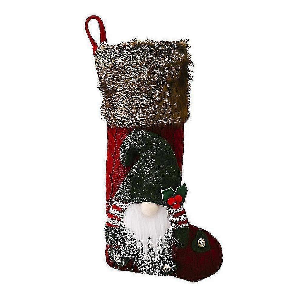 1pc Christmas Decorative Stockings Candy Gift Pouch Elderly Pattern Stocking