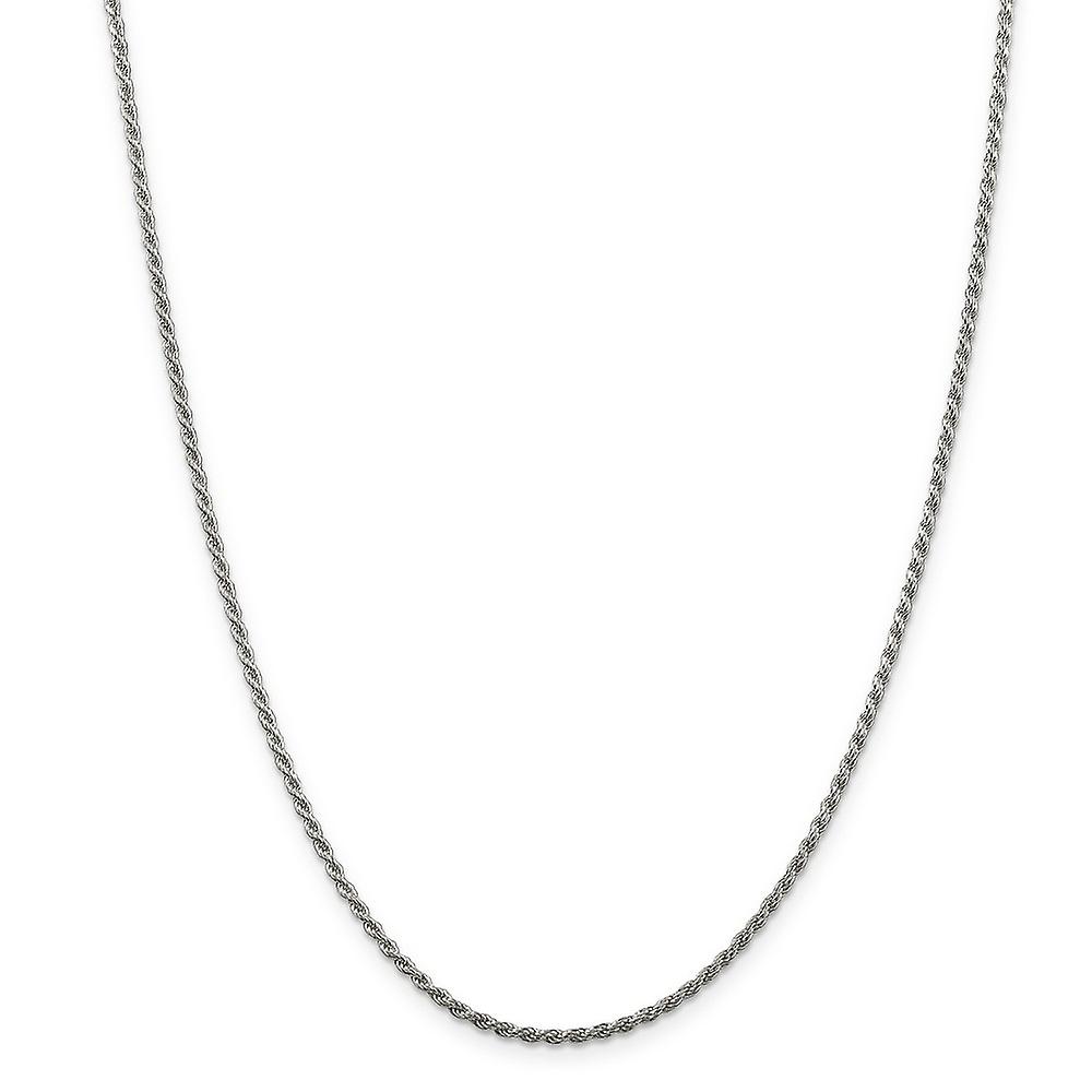 Colar em prata de lei 925 com corrente de corda de 1,85 mm com corte brilhante e extensor de 10 cm (4 polegadas). Ideal para mulheres e homens. Comprimento: 45 cm (18 polegadas).