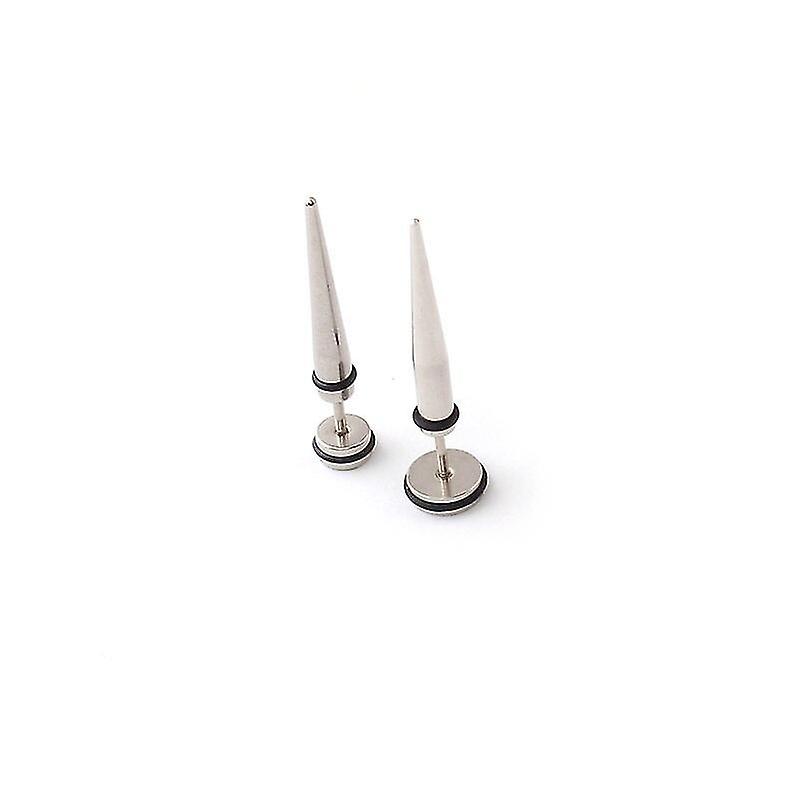 Pair Stainless Steel Sharp Cone Spike Ear Stud Earrings Hip Hop Punk  Black Silver Color Tip Men Women Earrings Jewelry