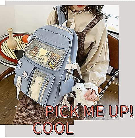 Kawaii Rugzak met Pins Accessoires, Esthetische Pastel Laptop Ita Bag, Leuke Japanse Terug naar Schoolbenodigdheden Stationary, roze, Large