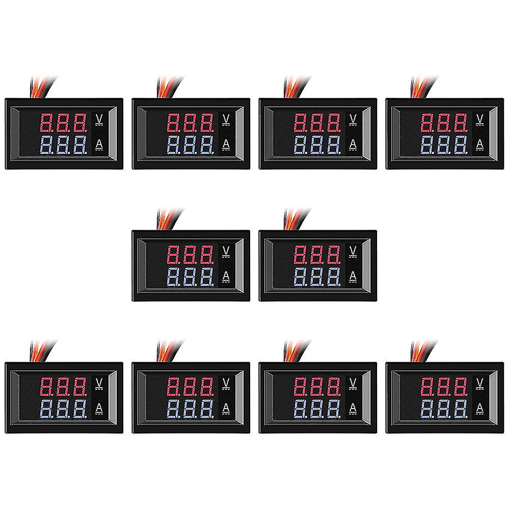 10pcs 0.28 Inch Digital Voltmeter Ammeter 100v 10a 3 Bits Red Led Panel For Car Vehicle Electri