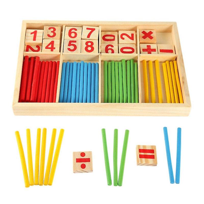 Wooden toy round number sticks combination counting sticks children's early education and brain-training toy for babies to learn to count