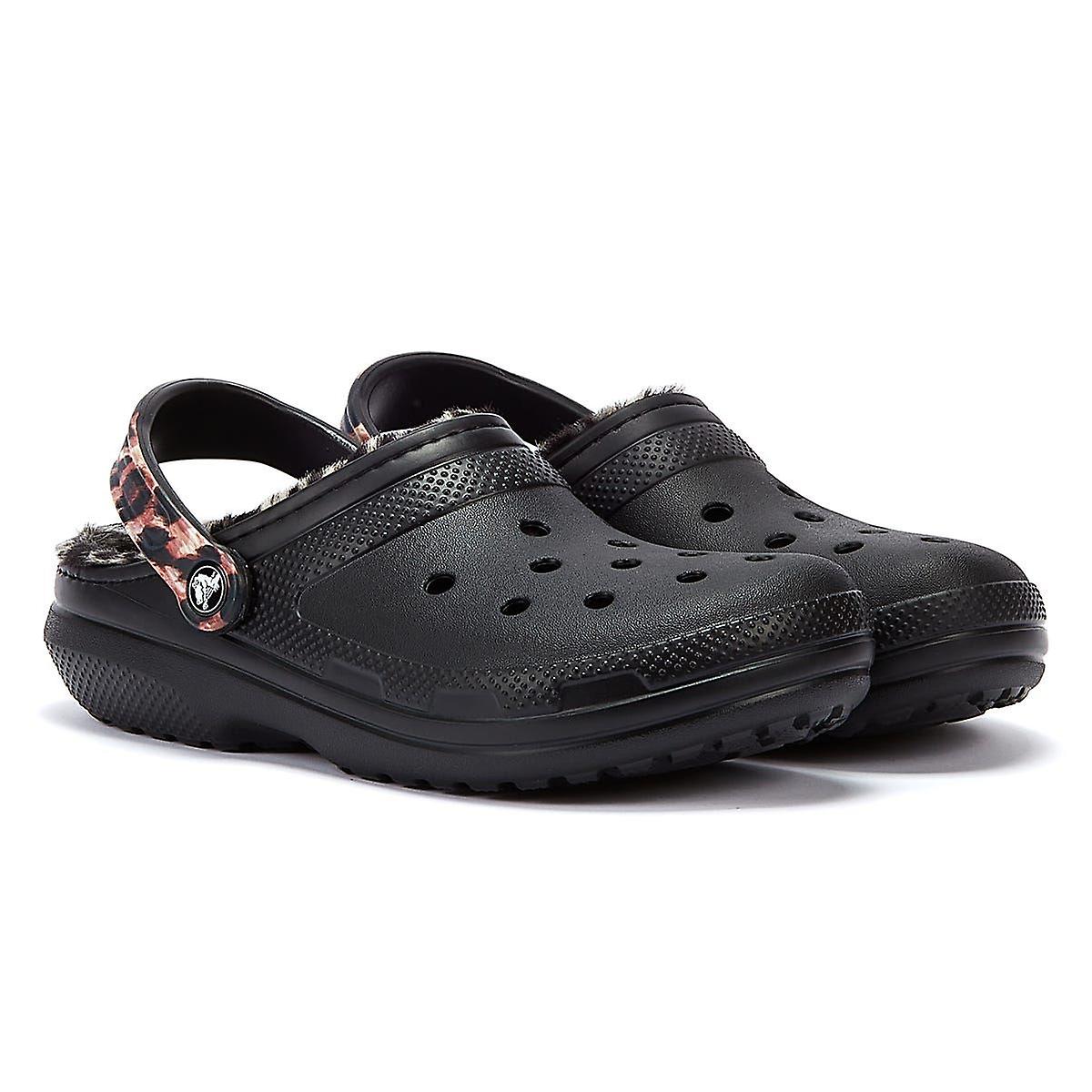 Crocs Classic Lined Animal Remix Womens Black/Zebra Clogs