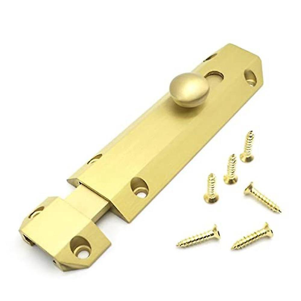 Door Locks, Brass Bolt Lock Surface Mount Sliding Door Locks (gold)
