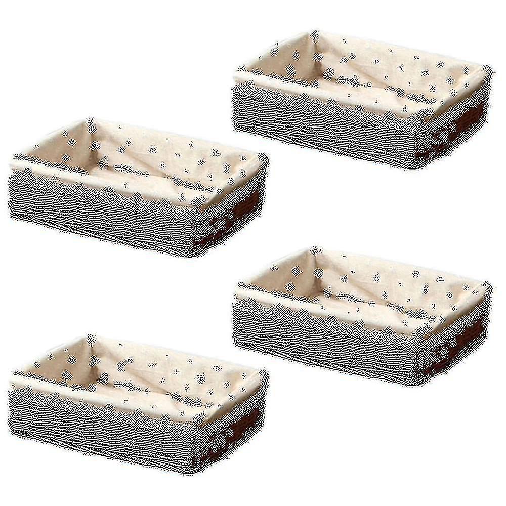4x Handmade Wicker Storage Basket Bread Basket Fruit Basket Serving Baskets