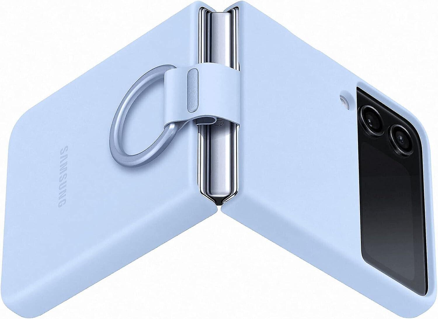 Official Samsung Galaxy Z Flip4 Silicone Phone Cover With Ring Arctic Blue