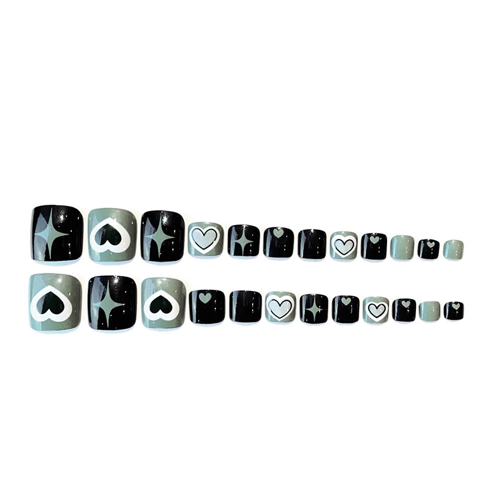 Removable Solid Fake Toenails Set Simple Love Heart Resin False Toes Nails Set
