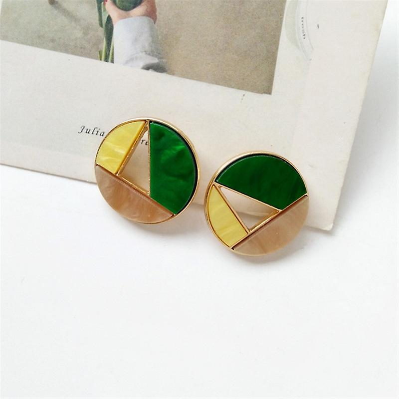 Women earring girl stud ear Drop Korean Bohemian metal resin irregular geometric triangle