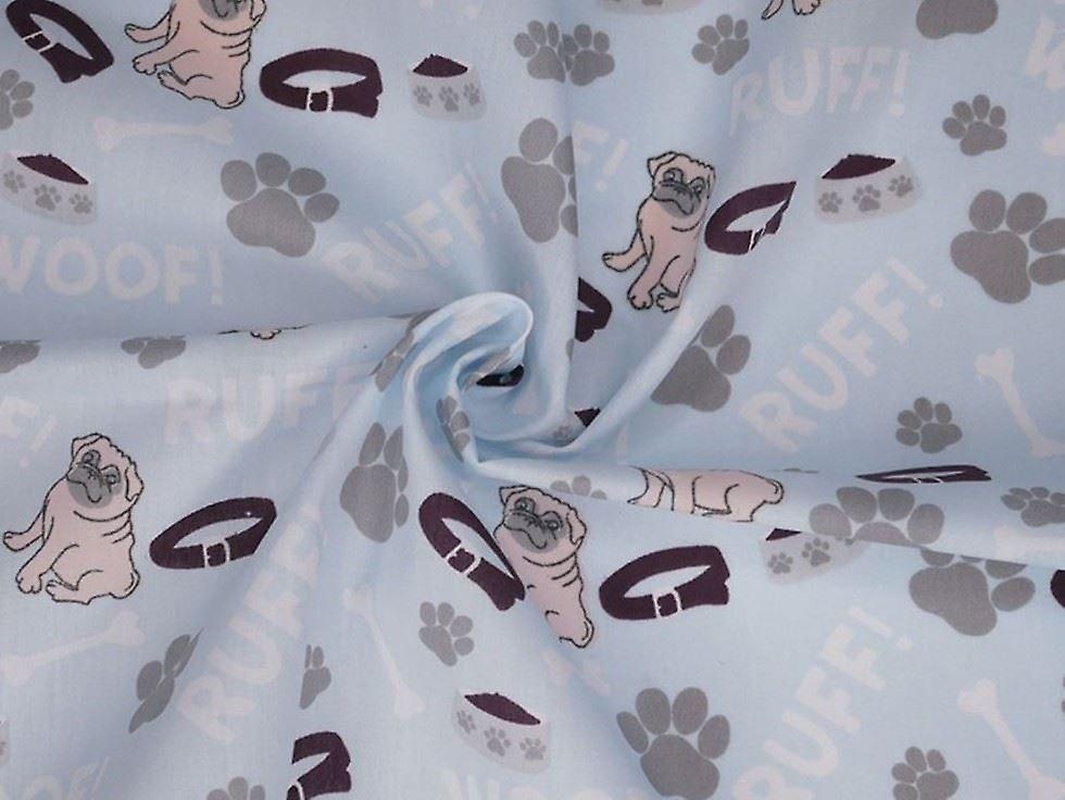 Minerva Printed Polycotton Fabric Sky - per metre