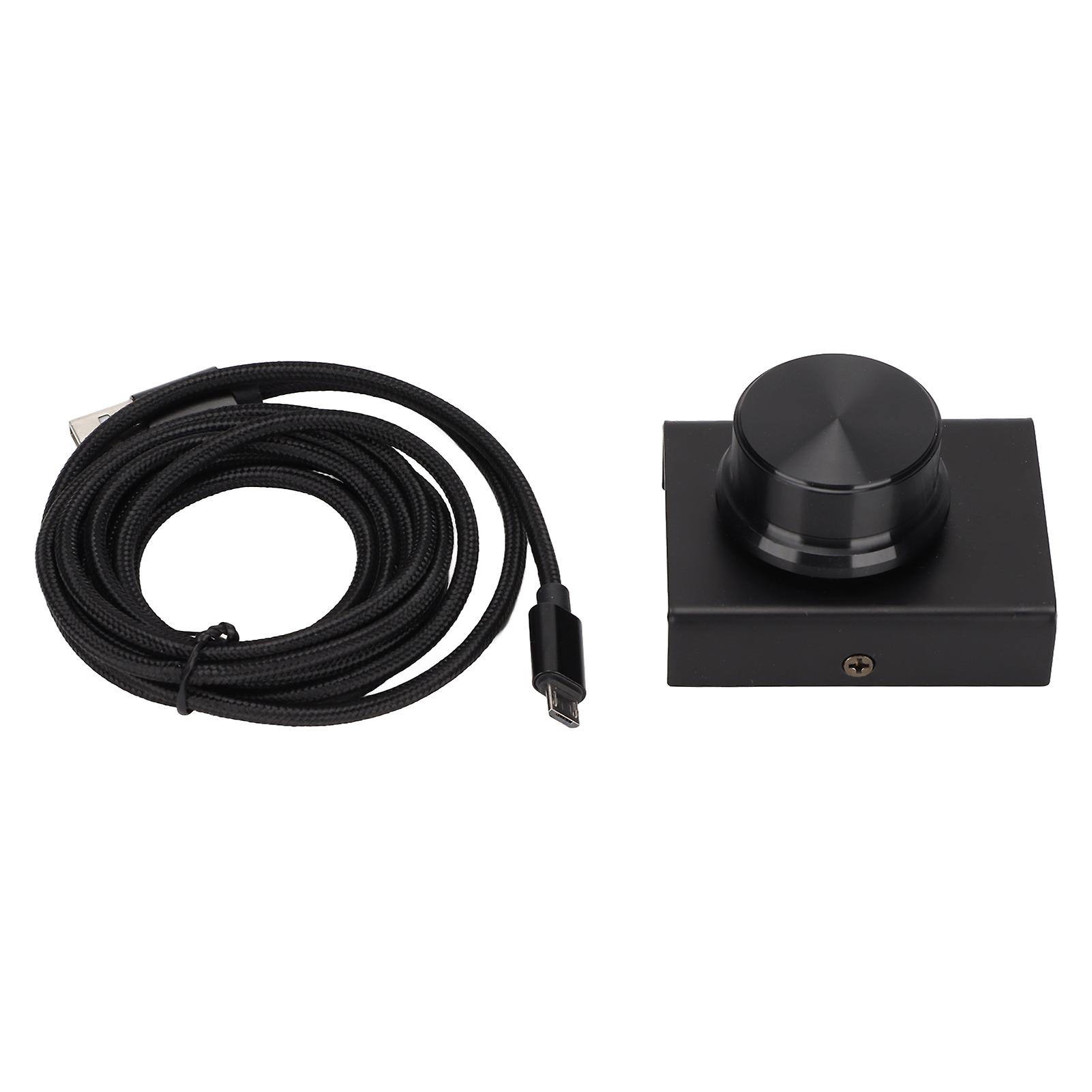 USB Volume Control One Key Mute Function 2m/6.6ft Cable Metal Case Black Computer Volume Knob for Win