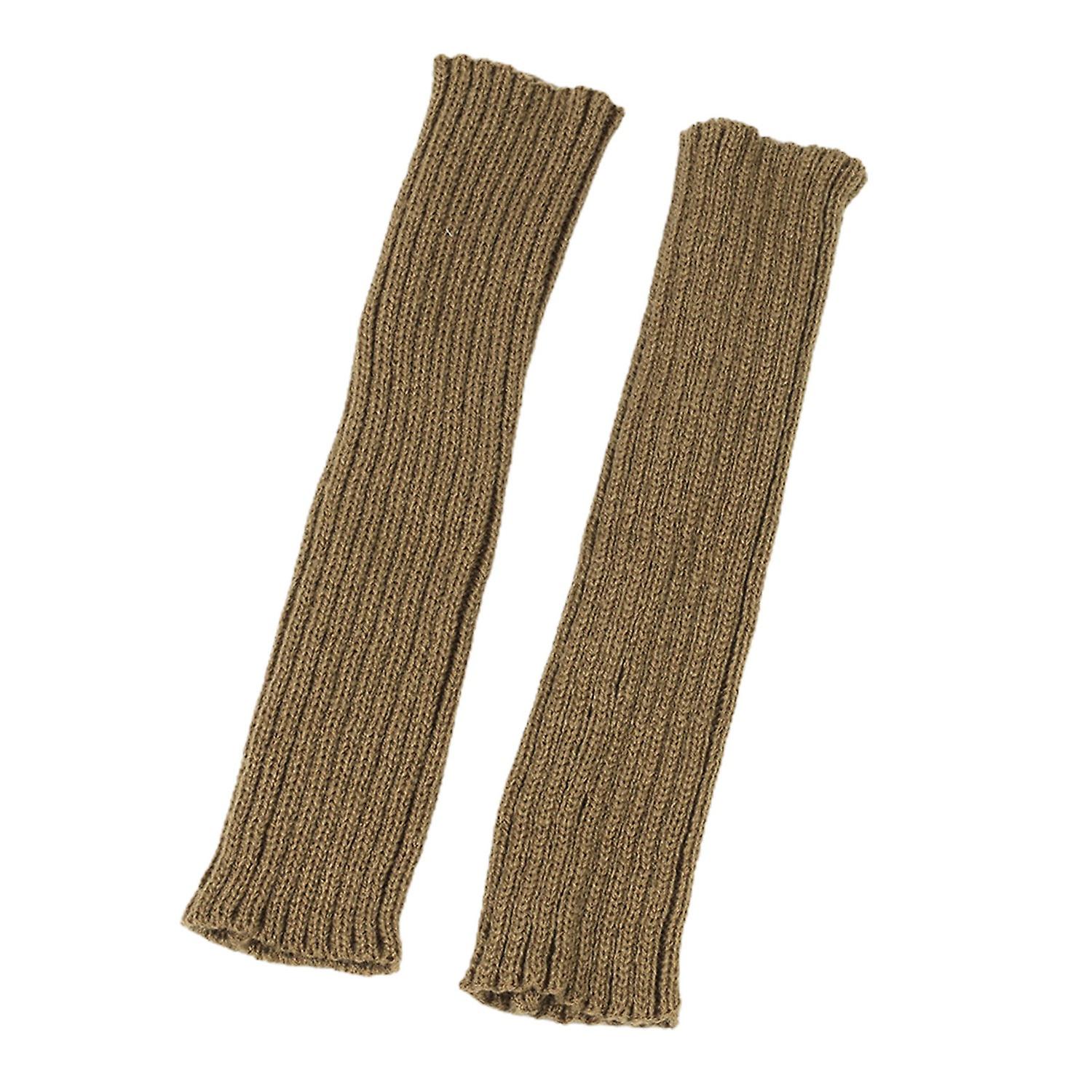 1 Pair Gloves Fingerless Knitted Solid Color Elastic Anti-slip Warm Thick Unisex Warm Soft