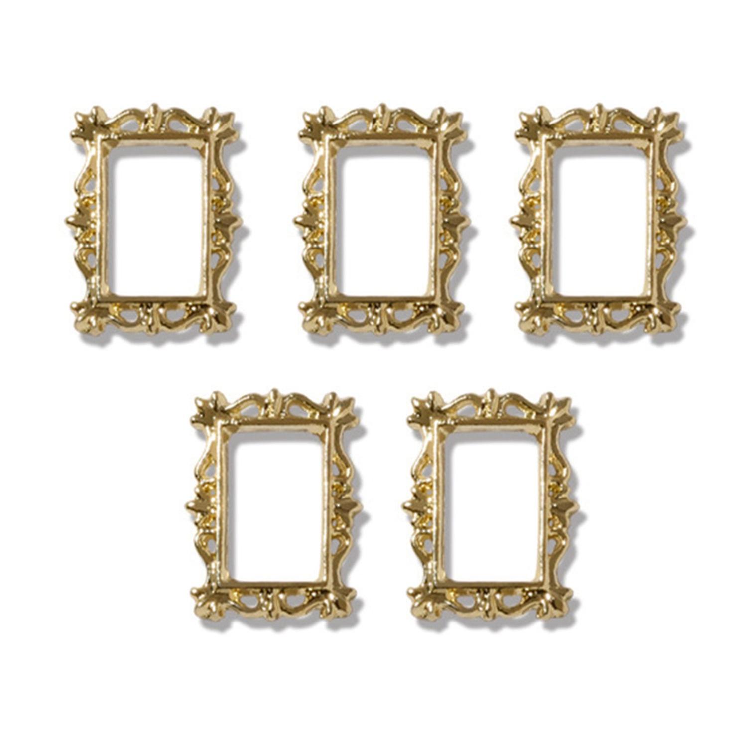 5Pcs/Set DIY Painting Frame Shape Nail Decor Exquisite Stylish Metal Manicure Art Decor for Female