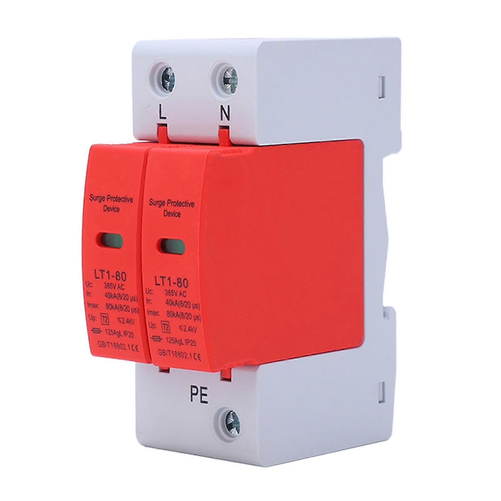 DC Surge Protector House DC Surge Protector 2P 40KA to 80KA House Voltage Surge Arrester Protective Device AC 385V