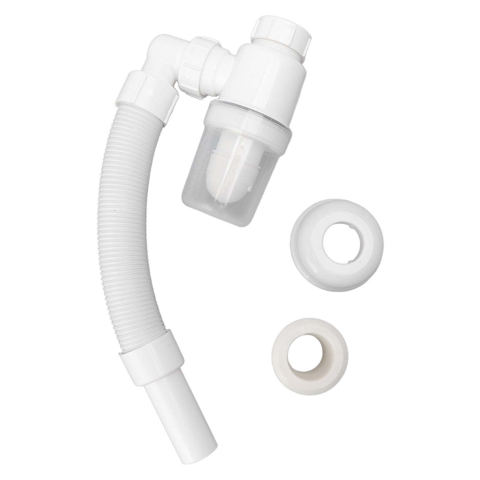 Basin Drain Pipe 90 Degree Wash Basin Sink Drainer Hose White Flexible Anti Odor Drain Pipe for Kitchen Bathroom Flexible Drain Pipe Set