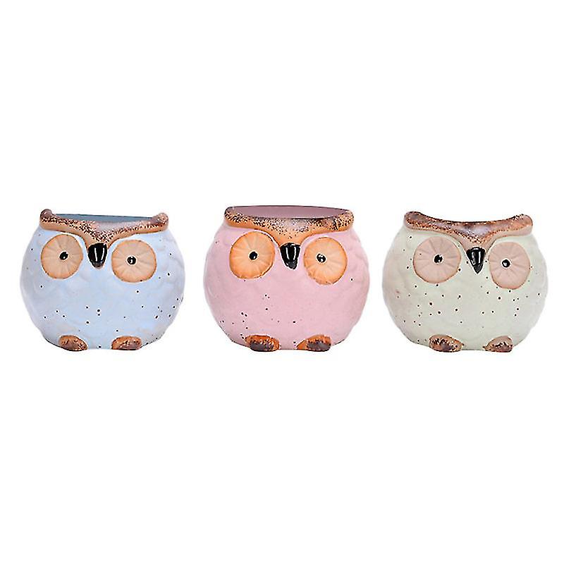 3pcs Ceramics Owl Flowerpot