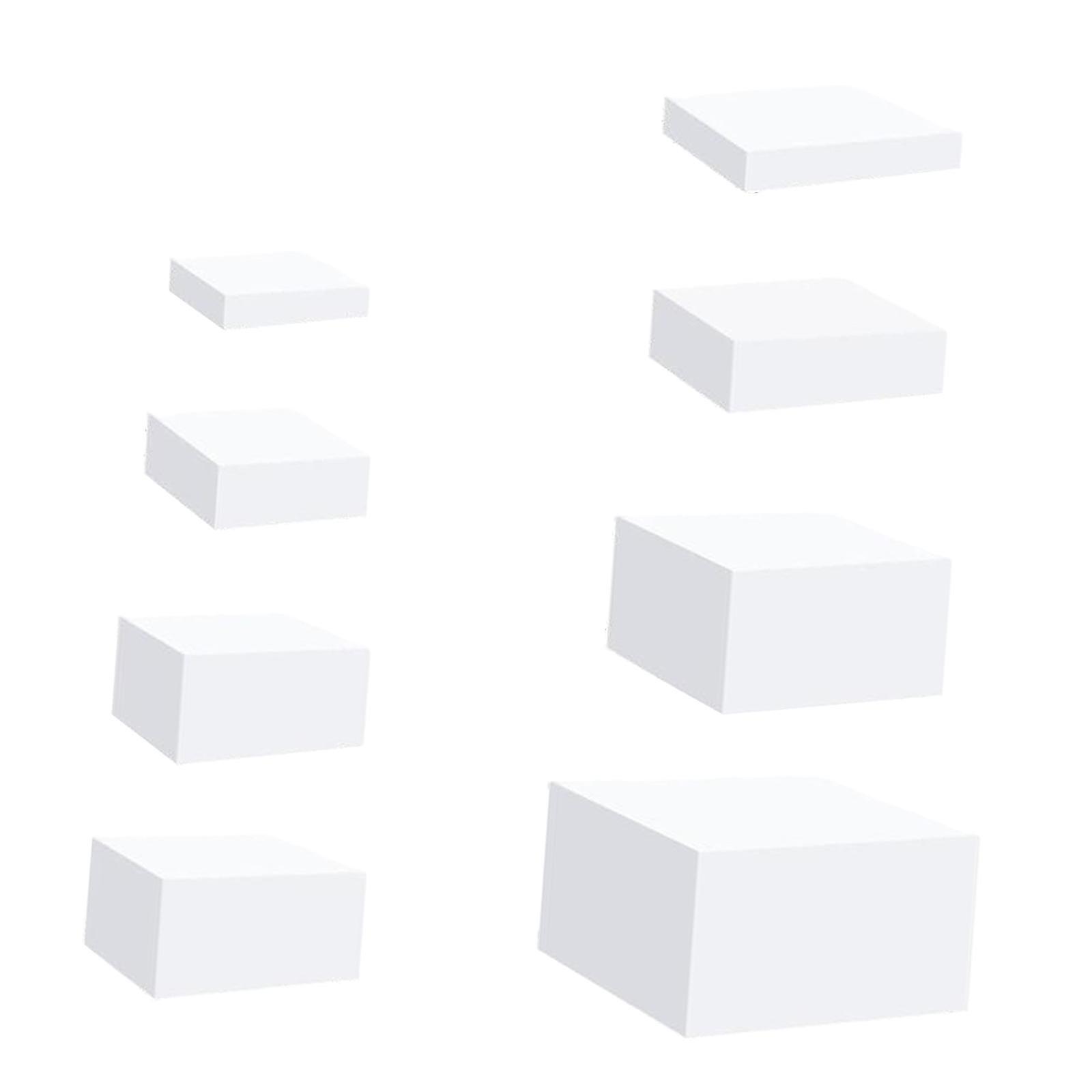 8x Acrylic Cube Display Box Riser Nesting Riser Stands for Food Cake Dessert White