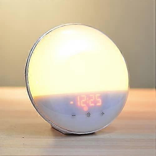 Wake-up light alarm clock with sunrise and sunset simulation, bedside night light, 20 levels of brig