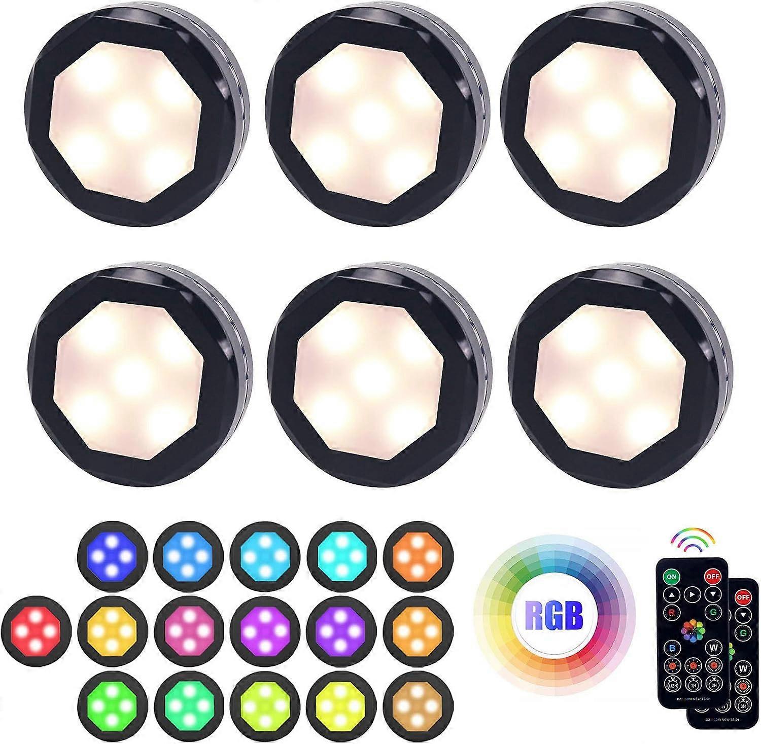 Lights with Remote Control, Wireless Color Changing Dimmable Under Cabinet Lighting, Battery Operated Stick on Lights with Timing, Under Counter Ligh