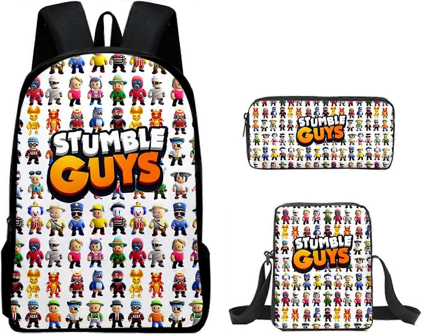 Stumble Guys collision party backpack, backpack, pencil case, small shoulder bag, three piece set