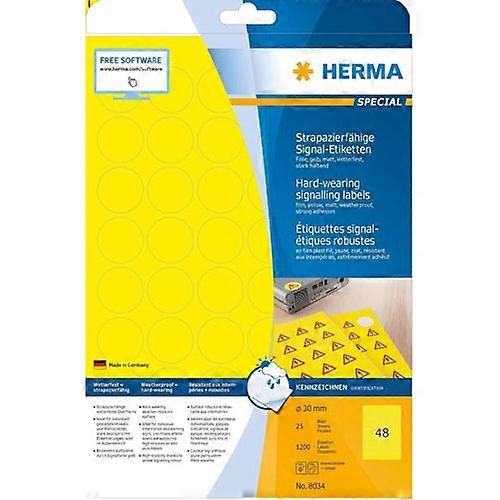 Herma Extremely Strong Adhesion Round Hard-Wearing Signalling Labels (Yellow)
